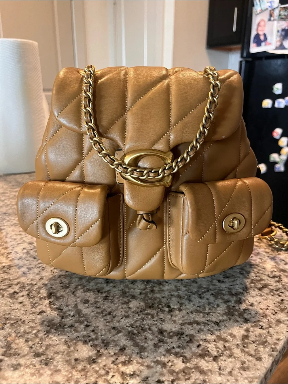 Quilted Tabby Backpack Honey Brown